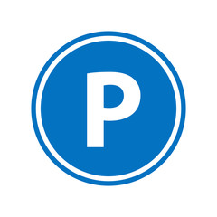 Blue circle parking sign with capital letter P