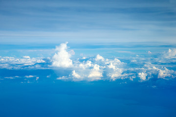Clouds, a view from airplane window. Sky background