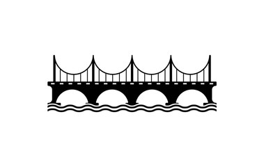 Obraz premium Bridge over the water. Vector icon on a white background.
