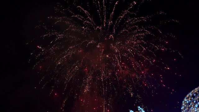 fireworks in the night sky. Slowmotion shot