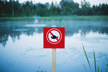 No fishing warning sigh