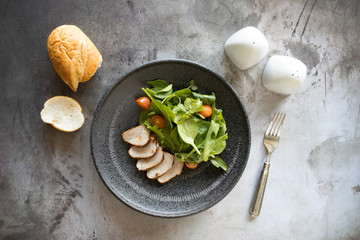 Slced Pork Tenderloin with a Green Salad