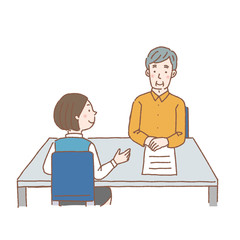 打ち合わせ　高齢男性　シニア　イラスト　ベクター