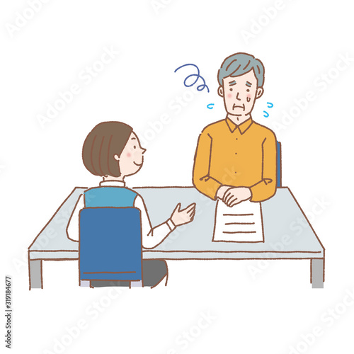 打ち合わせ 高齢男性 シニア イラスト ベクター 困る Wall Mural Matsu