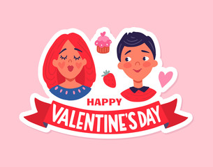 Happy Valentine's Day. Greeting Card with cute couple