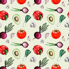 Vegetables, hand-drawn in gouache, an emulation of oil painting. mushrooms, carrots, onions, beets, avocados, mushrooms, garlic, broccoli, eggplant. suitable for corporate identity and other