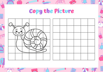 Copy the picture. Drawing activity for kids. Educational game for preschool children. 