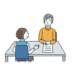 打ち合わせ　高齢男性　シニア　イラスト　ベクター