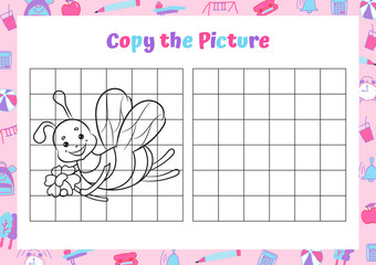 Copy the picture. Drawing activity for kids. Educational game for preschool children. 