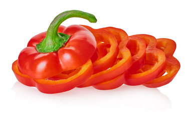 sliced bell peppers with clipping path