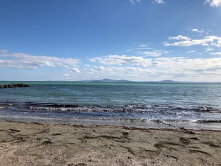 beach and sea mountains view 