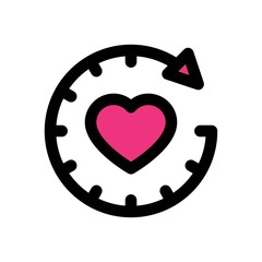 valentines related love and romance timer with heart vectors with editable stroke,