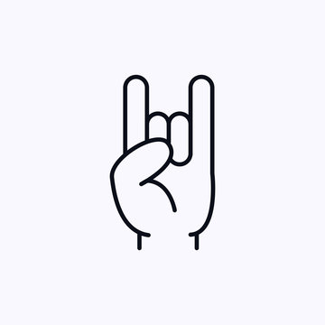 rock and roll hand icon thin isolated