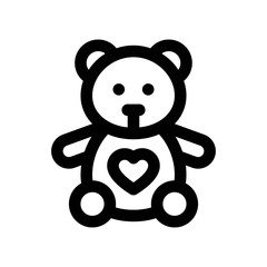 valentines related love and romance teddy bear with heart vectors in lineal style,