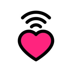 love and wedding related heart with WiFi signals vectors with editable stroke,