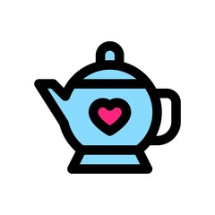 love and wedding related hearts on tea pot vector with editable stroke,