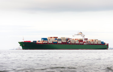 Logistics and transportation of International Container Cargo ship