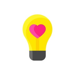 love and wedding related bulb with heart vectors in flat design,