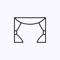 thin line theatre stage icon isolated on white background