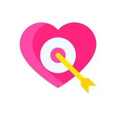 love and wedding related arrow in heart vectors in flat design,