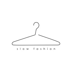Fotobehang Minimalistic line hanger with inscription slow fashion. Design for posters, T-shirts, banners. Vector illustration. © Askha