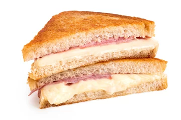 Zelfklevend Fotobehang Cheese and ham toasted sandwich. © Moving Moment