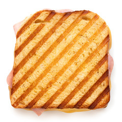 Cheese and ham toasted sandwich.