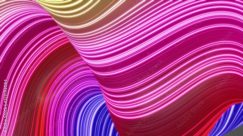 Aufkleber beautiful abstract background of waves on surface, rainbow color gradients, extruded lines as stripe