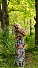 Portrait of beautiful girl in field