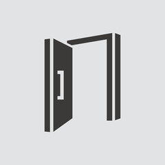 Open door icon isolated of flat style. Vector illustration.