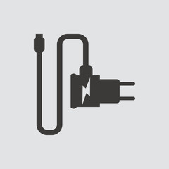 Power adapter icon isolated of flat style. Vector illustration.