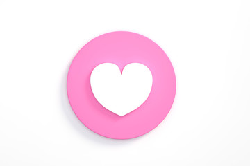 Like heart icon isolated on white background 3d rendering. Love icon buttons for Social Network,...