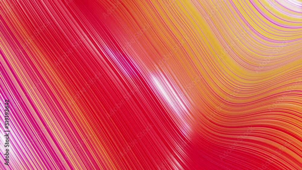 Poster beautiful abstract background of waves on surface, red yellow color gradients, extruded lines as str