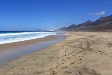 Fototapeta na wymiar Playa salvaje en la Isla de Fuerteventura, Islas Canarias