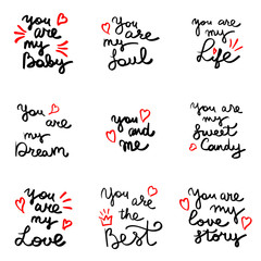 Vector card with I love you hand lettering quote