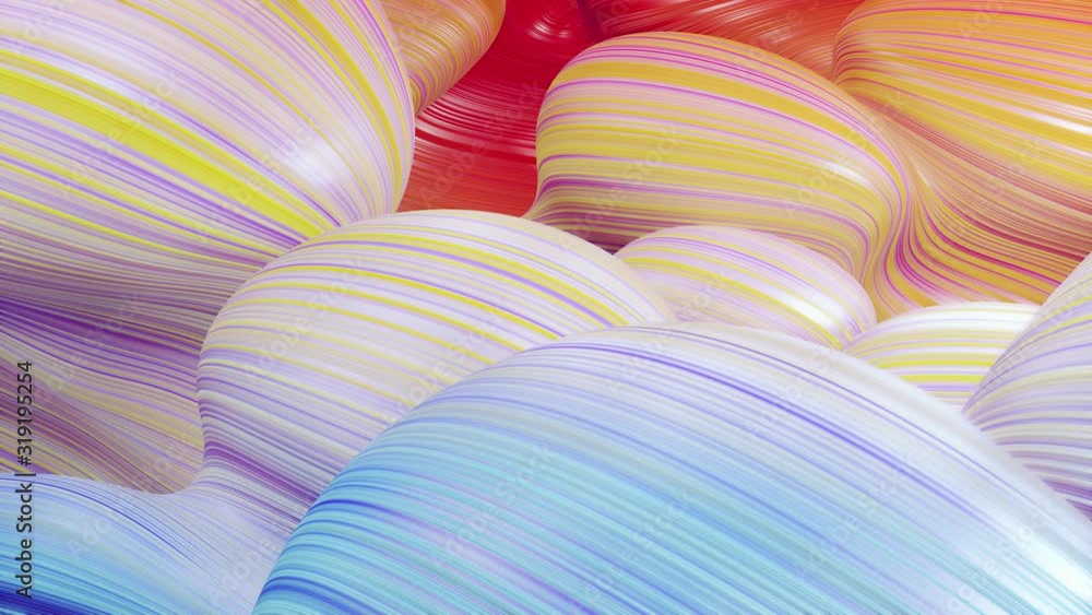 Aufkleber beautiful abstract background of waves on surface, rainbow color gradients, extruded lines as stripe
