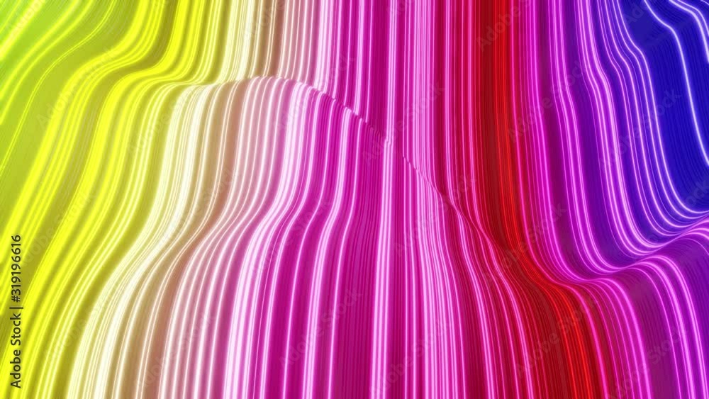 Aufkleber beautiful abstract background of waves on surface, rainbow color gradients, extruded lines as stripe
