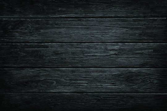Wooden dark black retro shabby planks wall,table,floor texture banner background.Wood blackboard textured grunge desk photo mockup wallpaper design for decoration.Cafe,bakery,restaurant menu template.