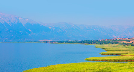 Landscape of Beysehir Lake and Anamas Mountain in Konya
