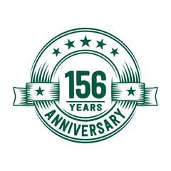 156 years logo design template. 156th anniversary vector and illustration.