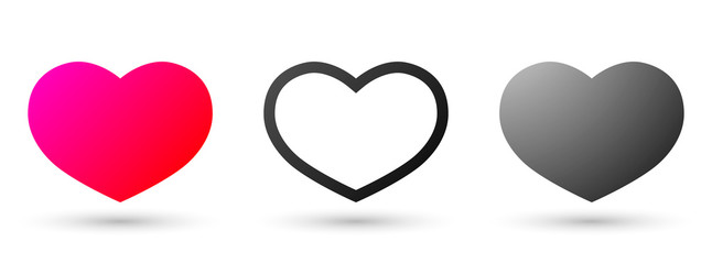 Set heart icons, graphic design template, Valentines Day symbols, vector illustration