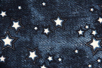 Textile dark blue background with white stars