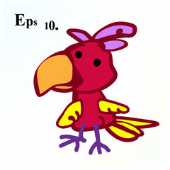 Red childish bird cartoon icon. Vector illustration.