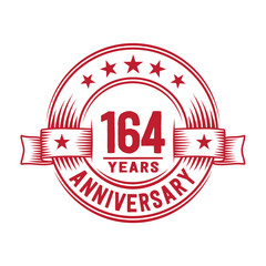 164 years logo design template. 164th anniversary vector and illustration.