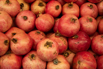 fresh pomegranates at the market 