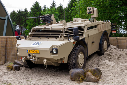 GILZE-RIJEN, NETHERLANDS - JUN 20, 2014: Dutch army Fennek armoured reconnaissance vehicle at the Dutch Air Force Open Day.