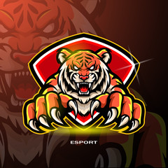 Tiger mascot esport logo design