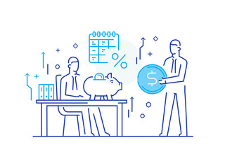 partners discuss business. international deal. Virtual communication smartphone. Cooperation interaction. Success, Cooperation. line icon illustration