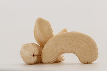 Cashew nut   raw on a white background