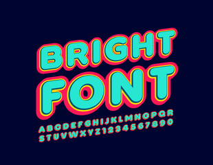Vector Bright 3D Font for Kids. Stylish Colorful Alphabet Letters and Numbers.